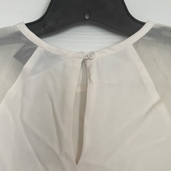 Armani exchange cream flutter sleeve blouse w sheer sleeves NWT - Picture 5 of 6